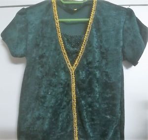 Kids Costumes to Hire - Bottle Green Velvet top - gold detail